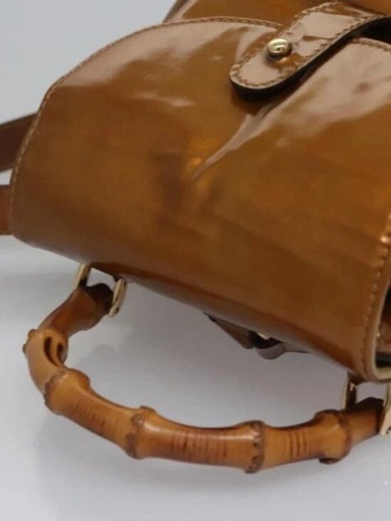 GUCCI Bamboo Backpack Patent leather Bronze Gold main image 10
